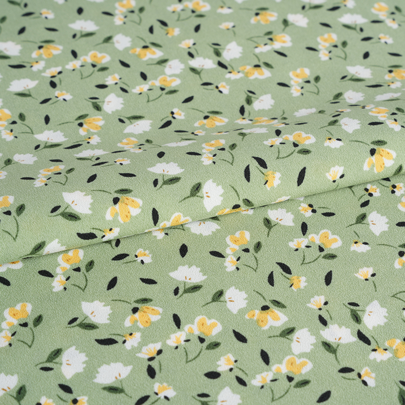 2026*75 거짓 트위스트 실크 플라워 야오 크레페 작은 꽃 프린트 원단