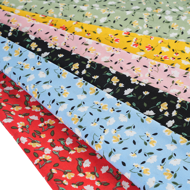 2026*75 거짓 트위스트 실크 플라워 야오 크레페 작은 꽃 프린트 원단
