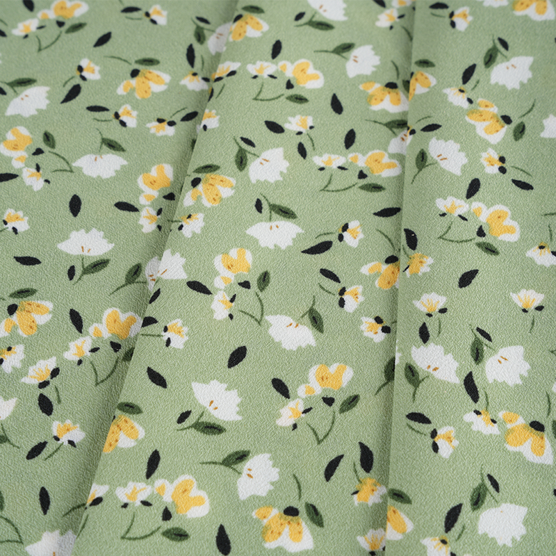 2026*75 거짓 트위스트 실크 플라워 야오 크레페 작은 꽃 프린트 원단