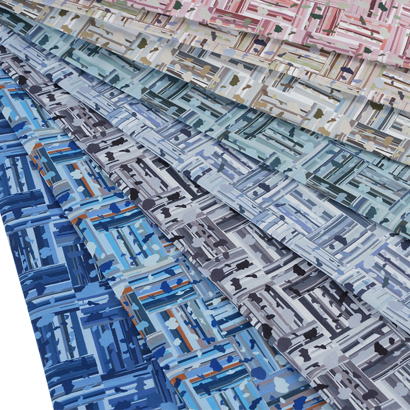 100D*40S 쿨 실크 면 추상 포지티브 및 네거티브 블록 디지털 인쇄 직물